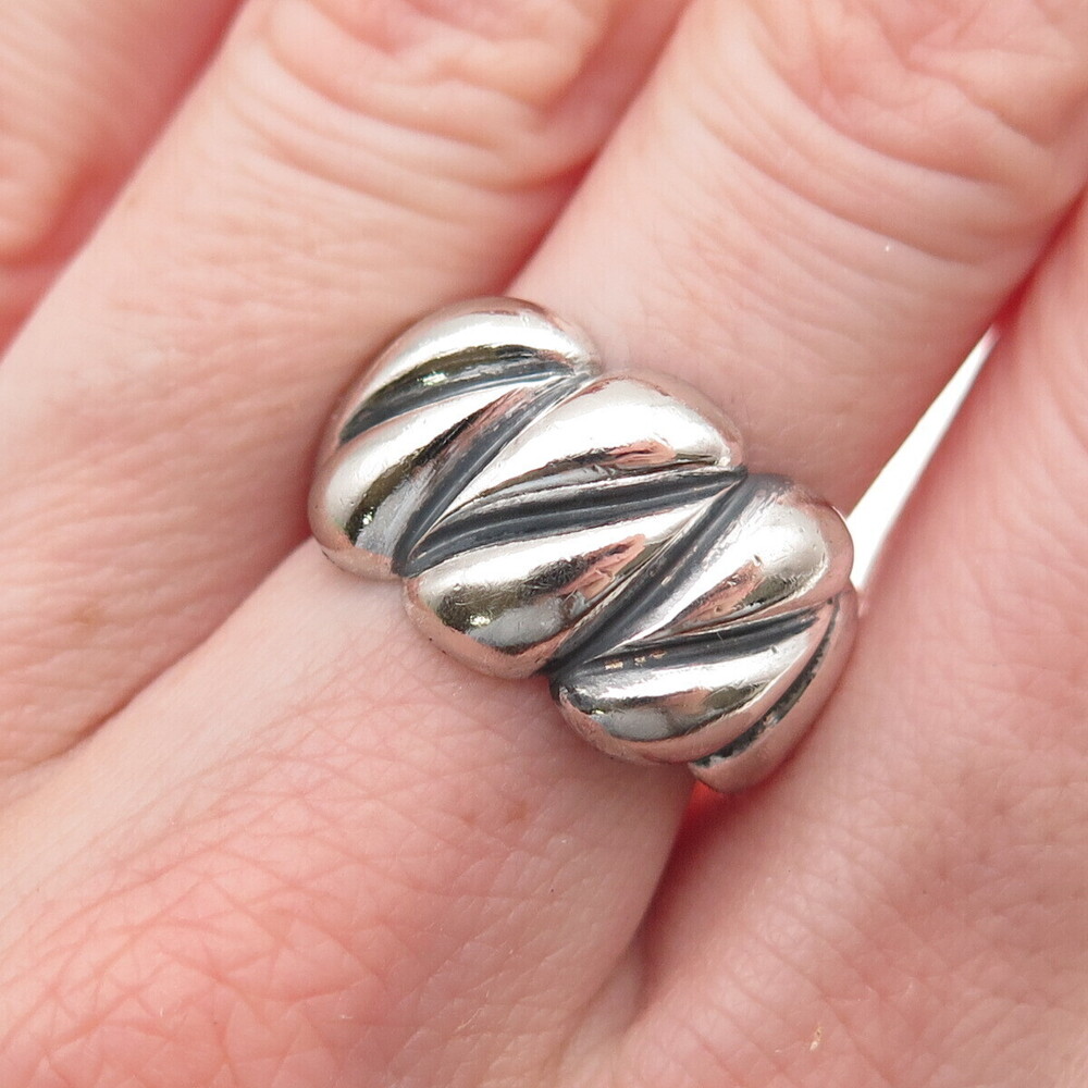 Chapal Zenray 925 Sterling Silver Vintage Modernist Oxidized Ring Size 7